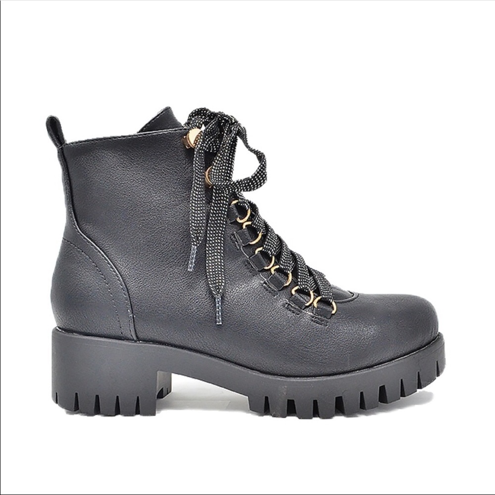 Black lace up ankle combat boots (Chase and Chloe)